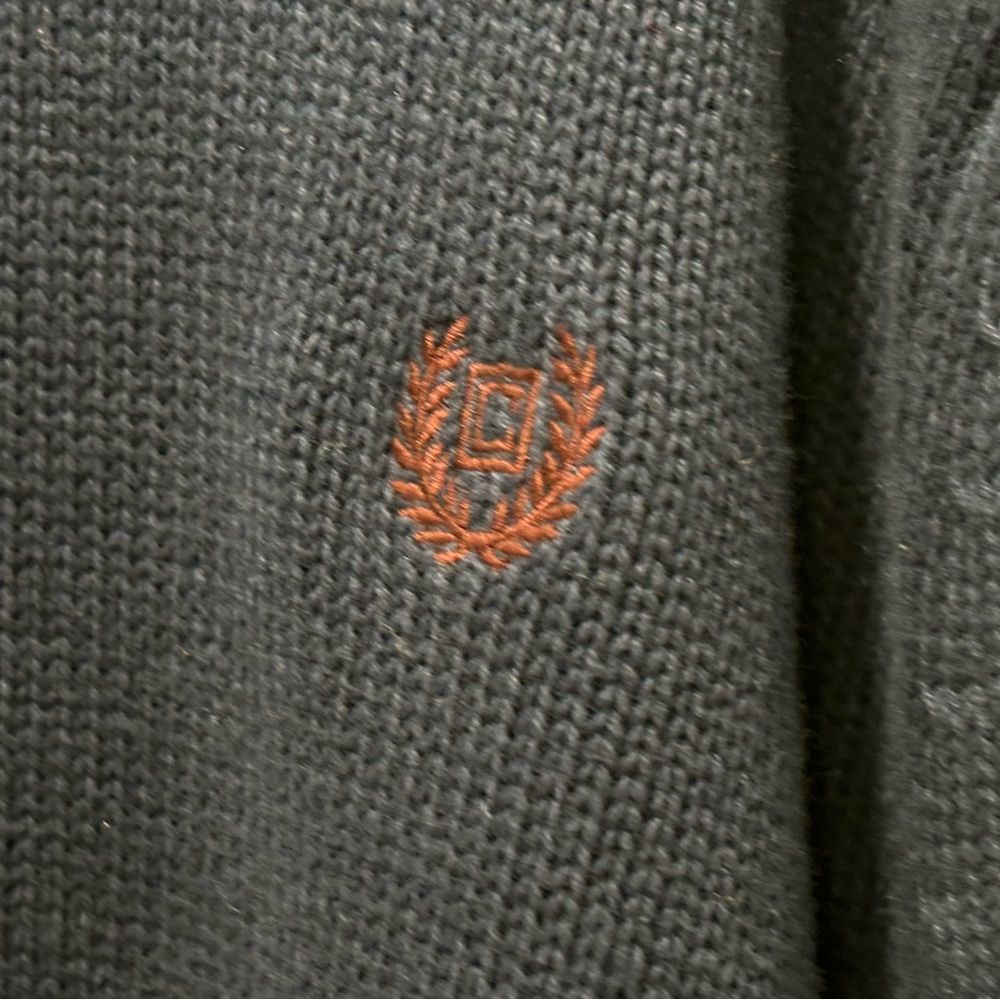 Chaps Sweater Mens XXL Crew Neck Long Sleeve Navy Blue Cotton Tight Knit‎ Logo - Picture 3 of 5